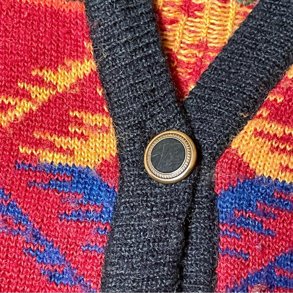 Vintage 1990s Kathryn Deene New York Wool Blend Western Knit Cardigan - Picture 7 of 12